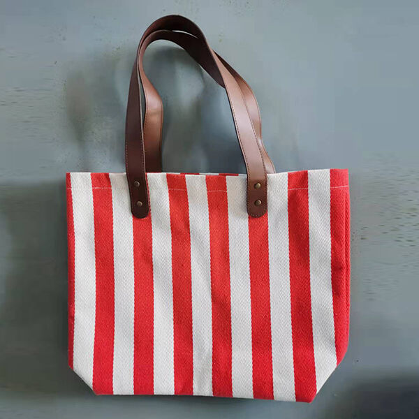 CB10 cavans tote bags with leather handles