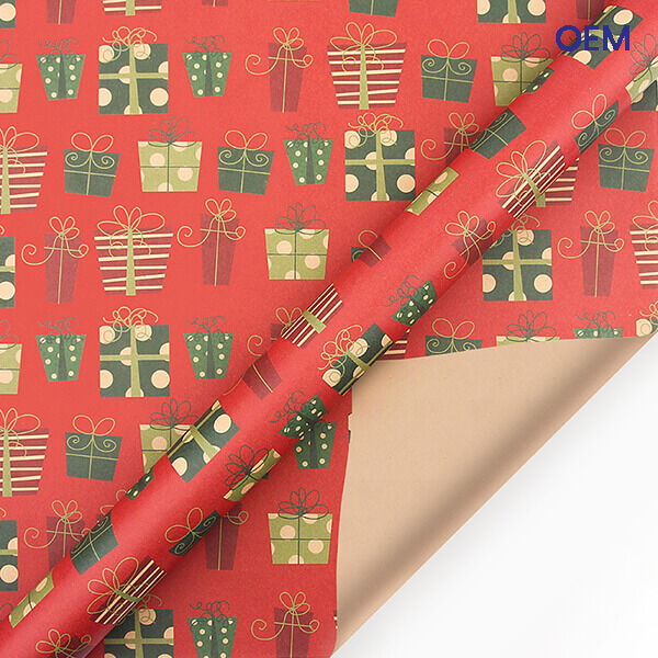 Gift Wrapping Paper-red color with gift