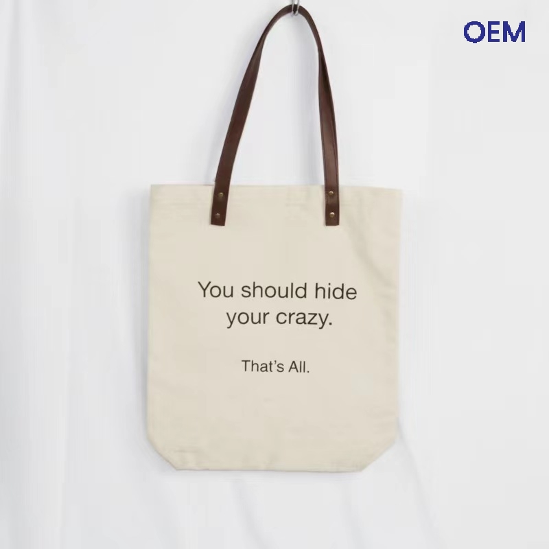 CB26 Customized canvas bag with leather handle