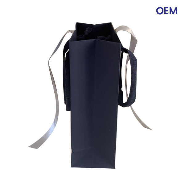 PG08 customized luxury white kraft bags with ribbon