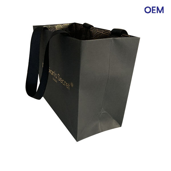 PG13 matt paper bag with ribbon gold logo