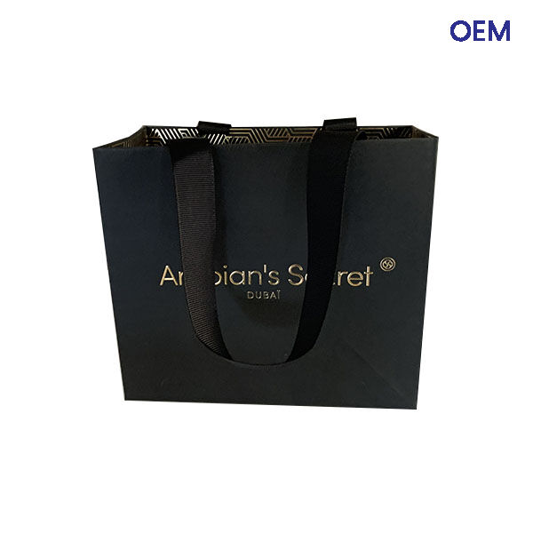 PG13 matt paper bag with ribbon gold logo